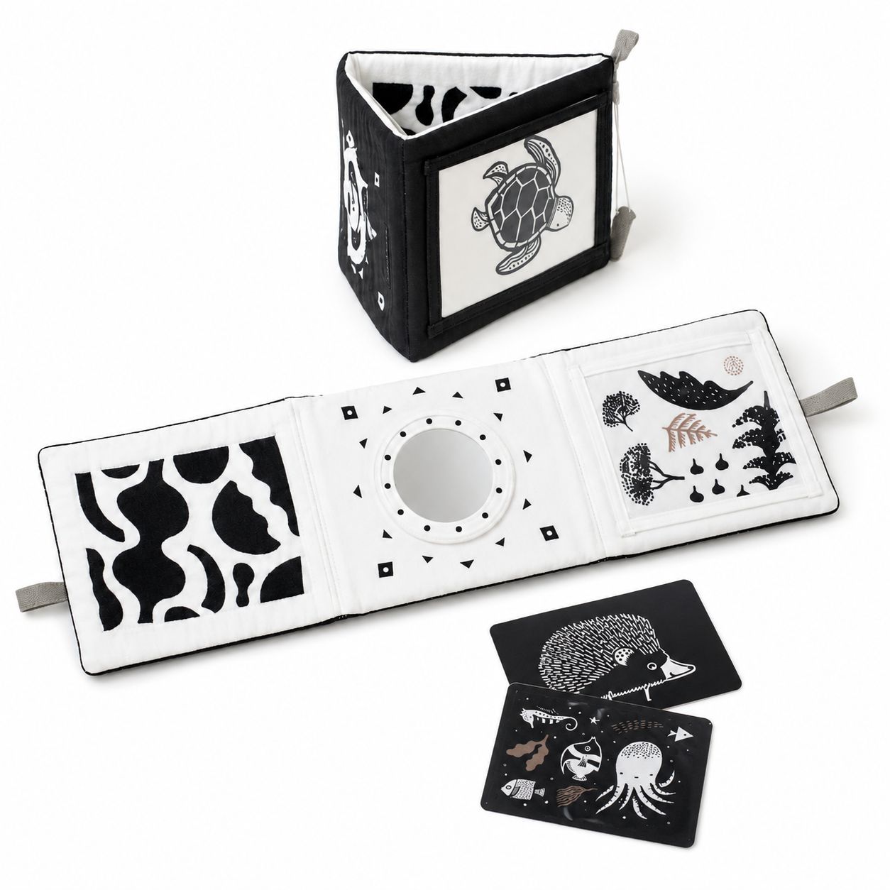 Wee Gallery Baby Tummy Time Gallery Black &amp; White With Mirror, Weiss, Schwarz – tummy time toy, mot…