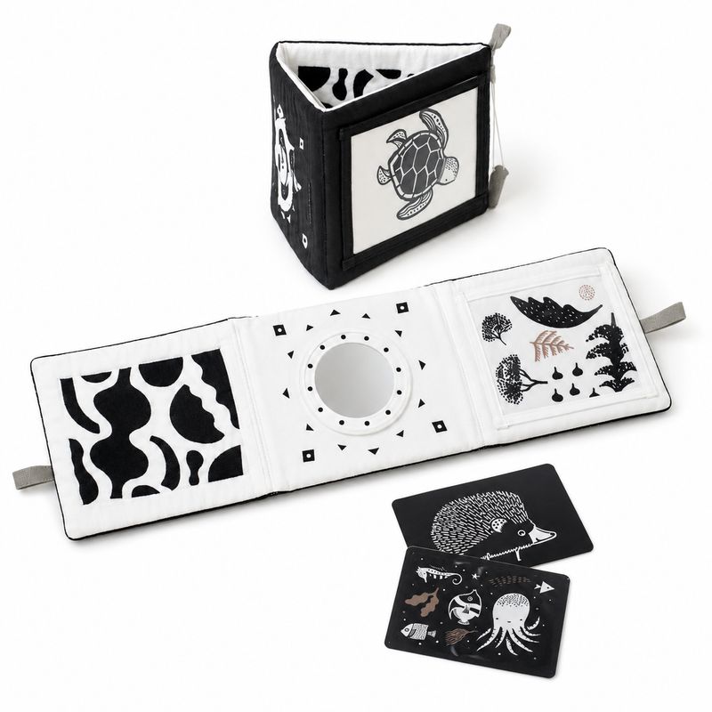 Wee Gallery Baby Tummy Time Gallery Black &amp; White With Mirror, Weiss, Schwarz – tummy time toy, mot…