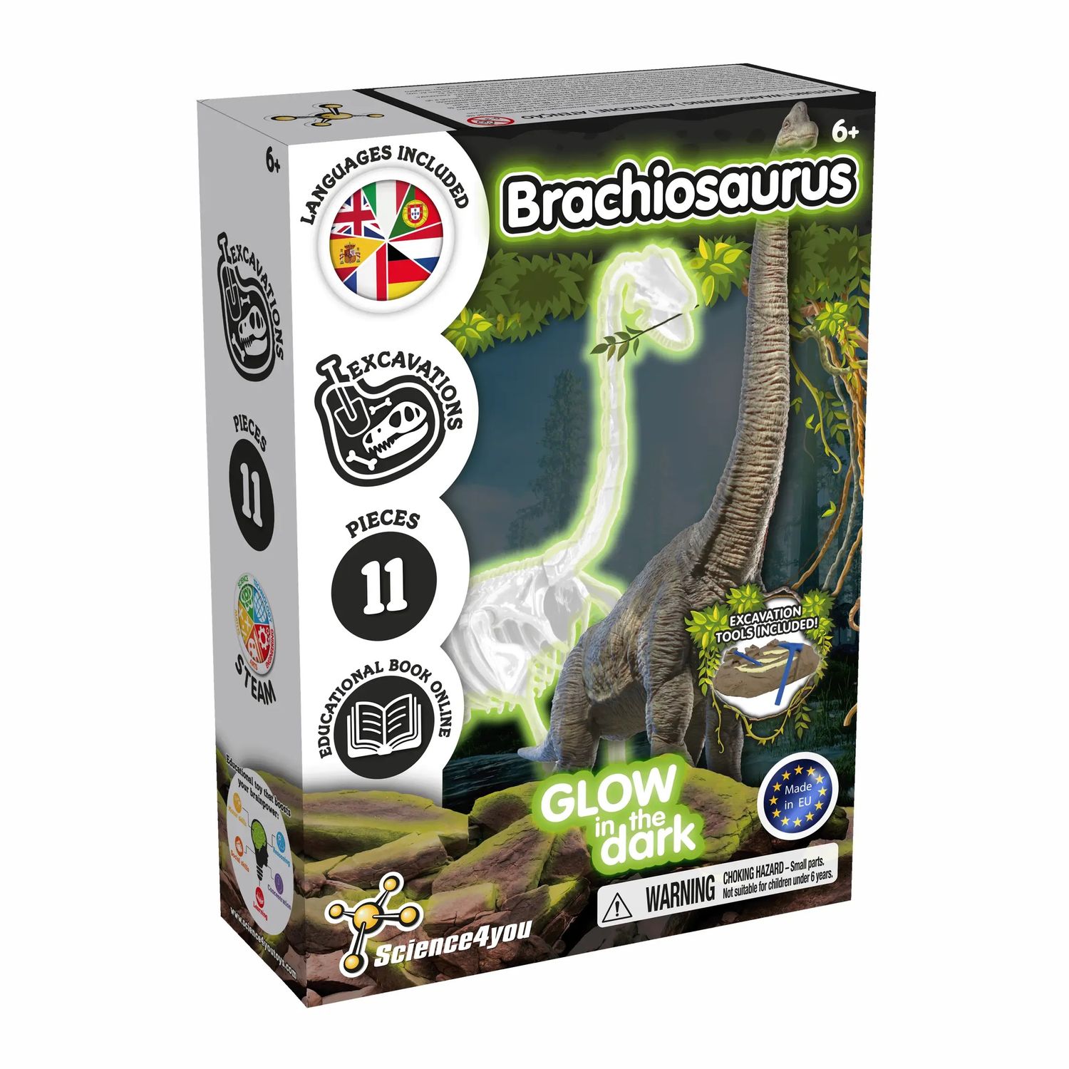Glow in the Dark Brachiosaurus Excavation Kit – Dinosaur Fossil Toy
