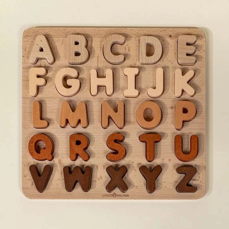 Coco Village Wooden Alphabet Puzzle – ABC Learning Set – product image, wooden toy, kids puzzle