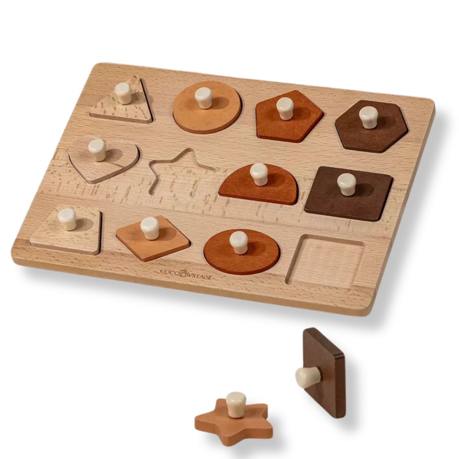 Wooden Shapes Learning Set – 12 Pieces
