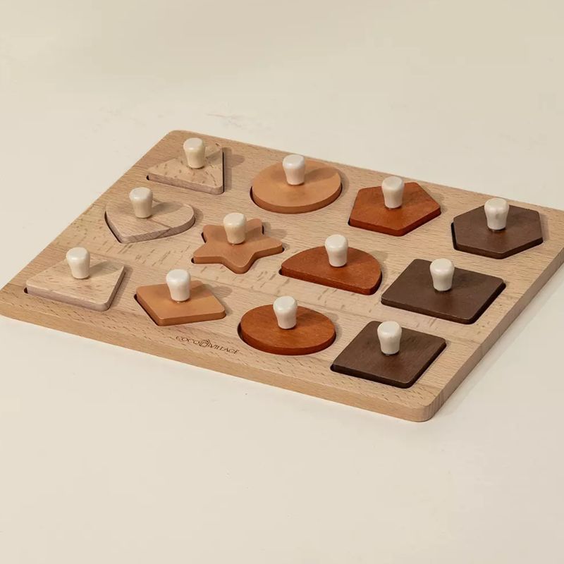 Coco Village Wooden Shapes Learning Set – 12 Pieces, Shapes 12 pcs – product image, wooden toy, mot…