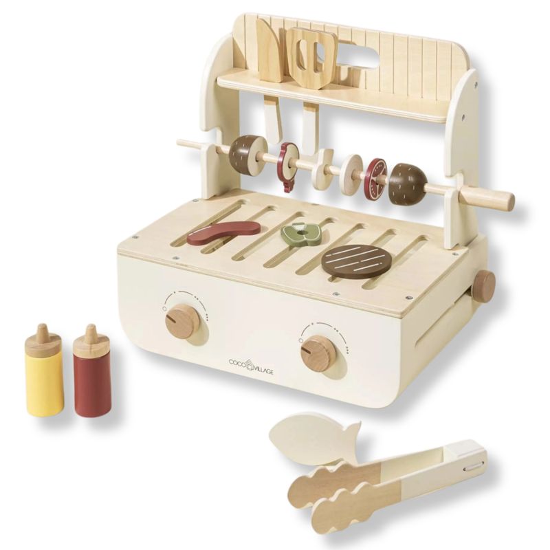 Wooden Barbecue Playset – Pretend Play BBQ Toy