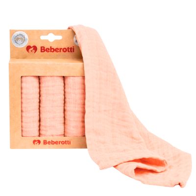Beberotti Organic Lot de 4 gants de toilette en mousseline pour bébé, Rose Salmon – photo produit, …