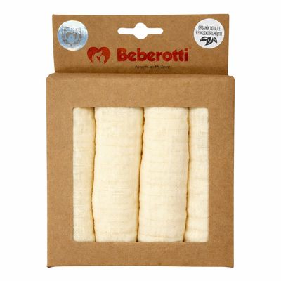 Beberotti Organic Muslin Baby Handkerchief-muslin face Towel, 4 pieces in each Grey stars, Creme, B…