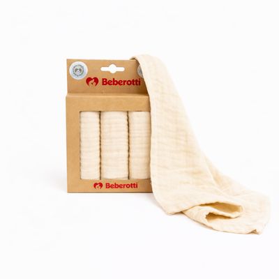Beberotti Organic Muslin Baby Handkerchief-muslin face Towel, 4 pieces in each Grey stars, Creme, B…
