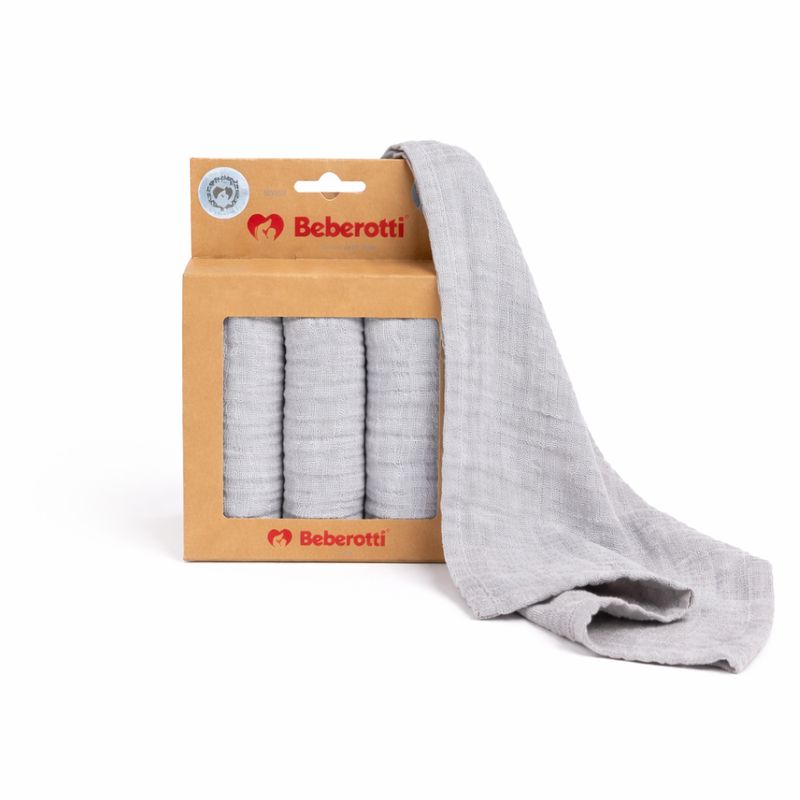 Beberotti Organic Lot de 4 gants de toilette en mousseline pour bébé, Grau – photo produit, textile…
