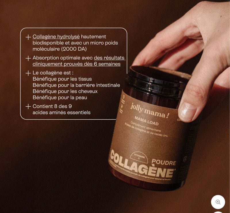 JOLLY MAMA Boisson au cacao et au collagène – Soin de la peau et des cheveux – photo produit, vaiss…
