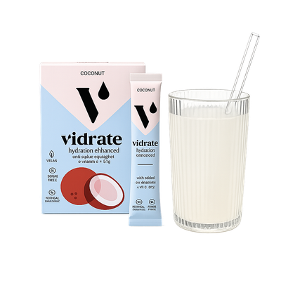Vidrate Electrolyte Hydration Drink Sachets - 10 Pack, Coconut – product image, baby textile, baby …