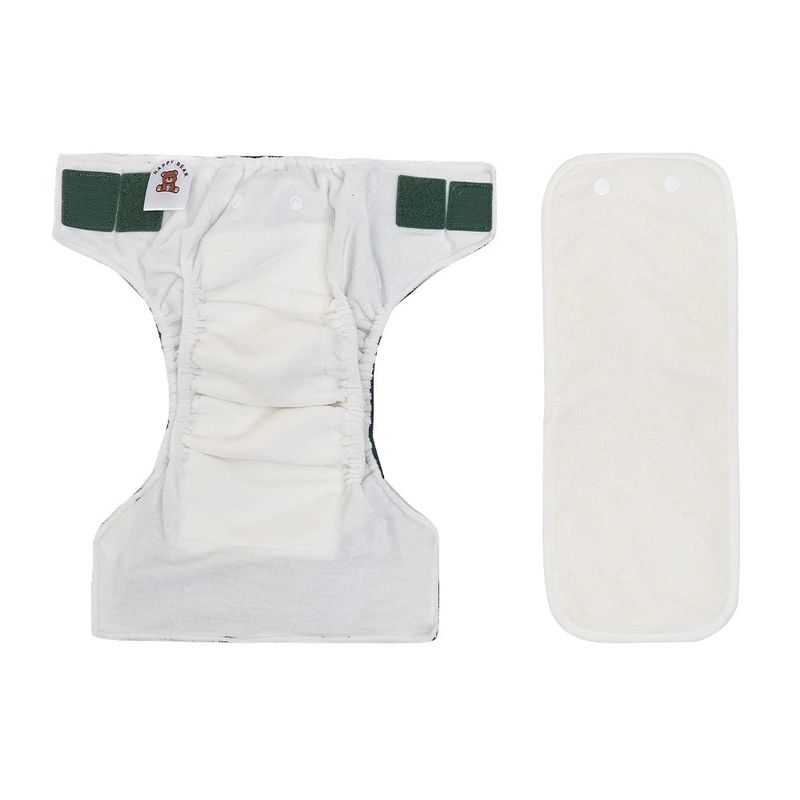 HappyBear Diapers Couche lavable tout-en-un pour bébés – Réutilisable, taille unique, 4–15 kg, Oliv…