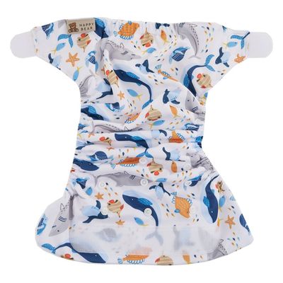 HappyBear Diapers Reusable Baby Swim Diaper – One Size 0–3 Years, Meerestiere – product image, bath…