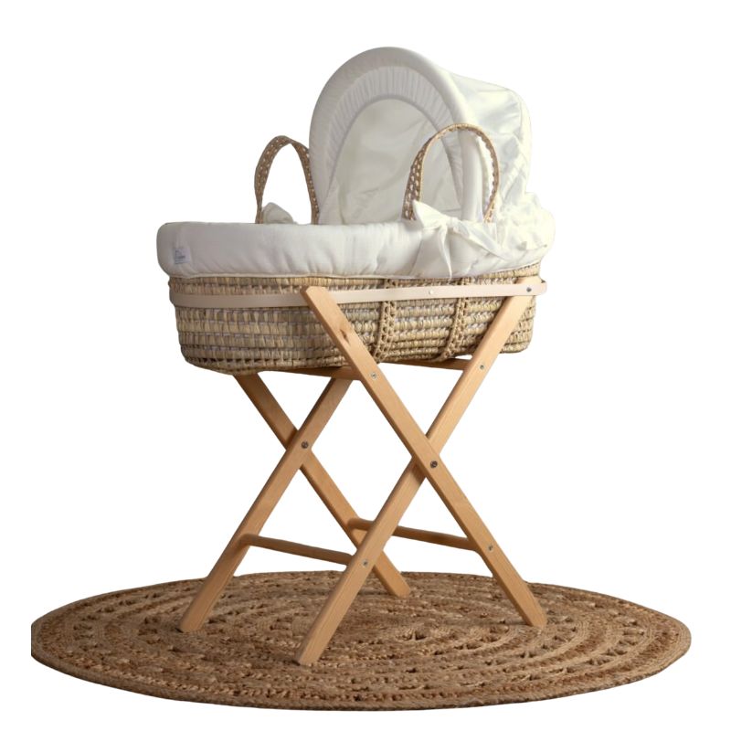 Funnababy Moses Basket Set, incl Basket - Basic - Ecru – baby sleep essentials, wooden toy