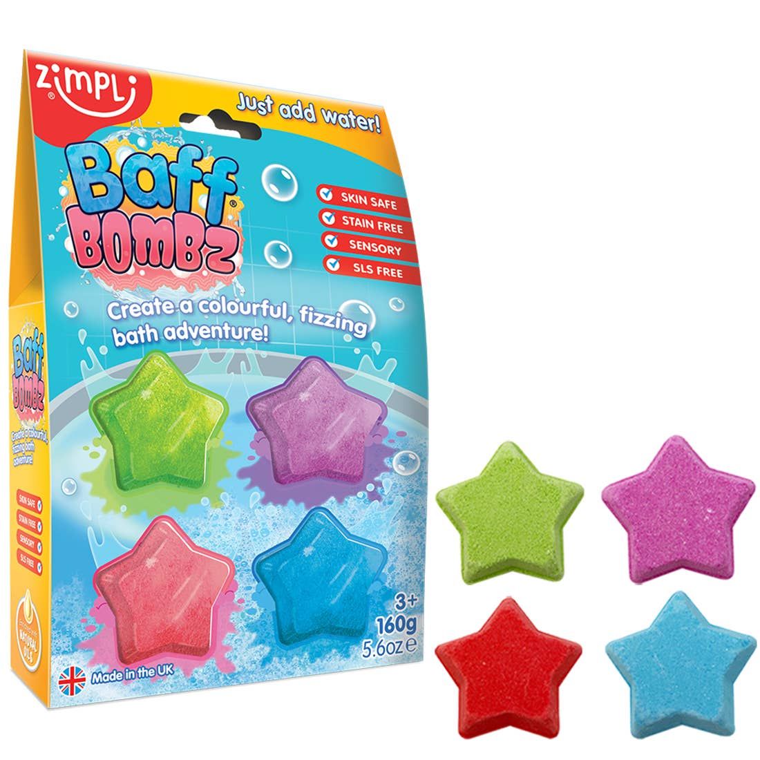 Star Bath Bombs for Kids – Colour Change Effect, 4 Pack