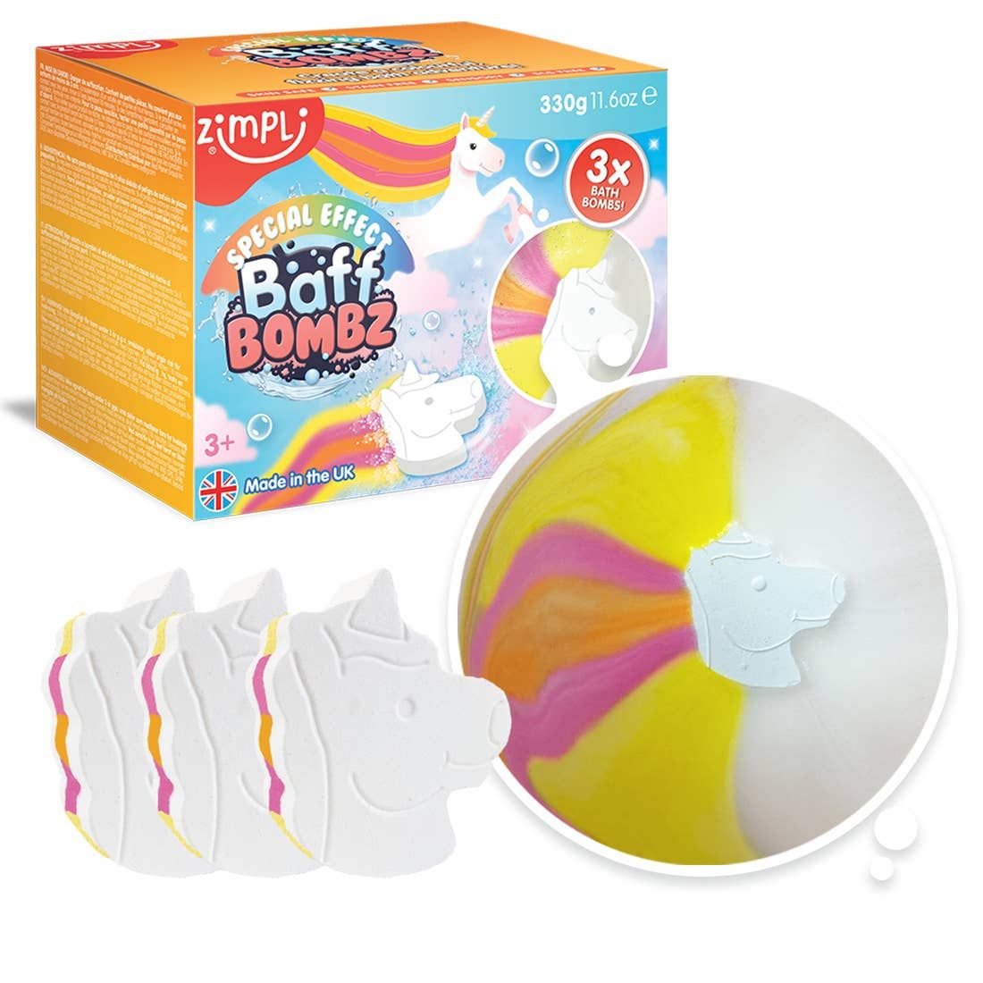 Unicorn Bath Bombs for Kids – Special Effect, 3 Pack