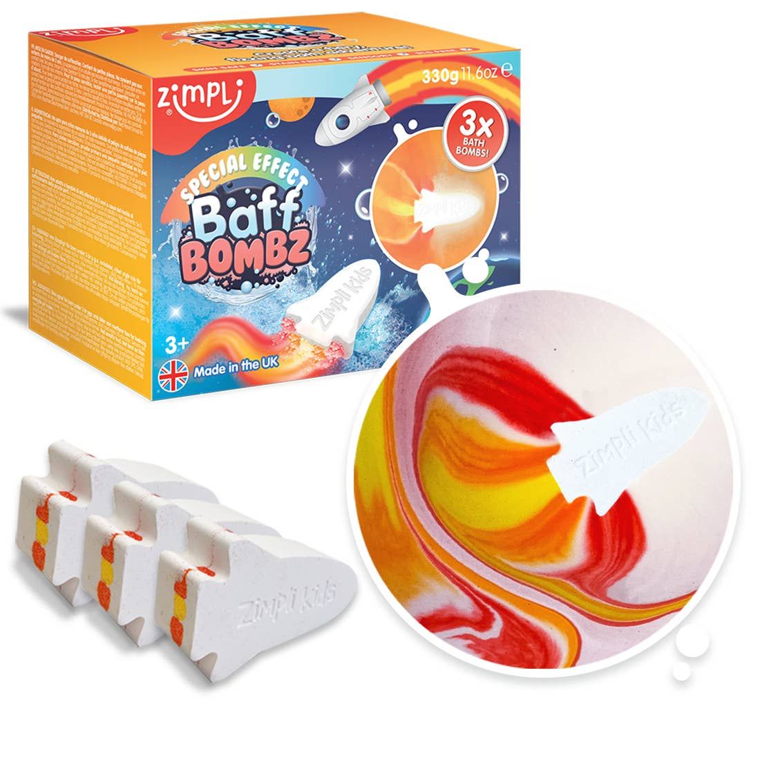 Rocket Bath Bombs for Kids – Special Effect, 3 Pack
