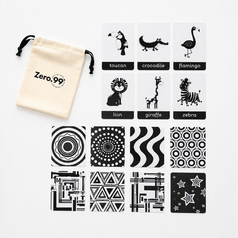 Zero.99 Tummy Time Black &amp; White Developmental Cards, Black and White – tummy time toy, baby sensor…