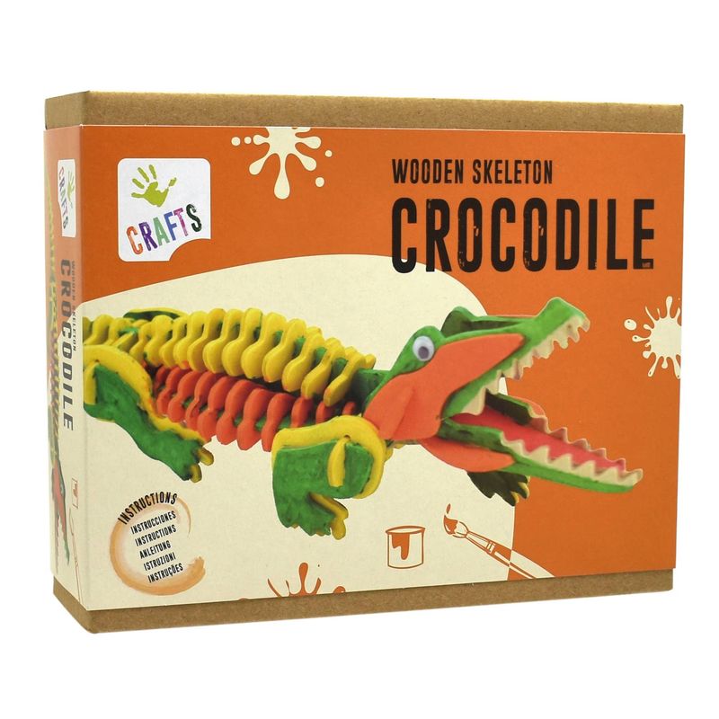 ANDREU TOYS Wooden Crocodile Skeleton Model Kit – Build &amp; Paint – STEM toy, arts and crafts