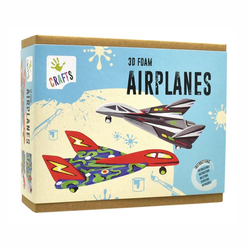 ANDREU TOYS 3D Foam Airplanes Craft Kit – Build, Paint &amp; Fly – STEM toy, arts and crafts