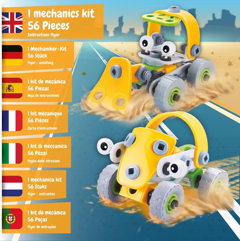 Mechanics Kit – Build a Tractor &amp; Race Car STEM Construction Toy (56 Pieces)