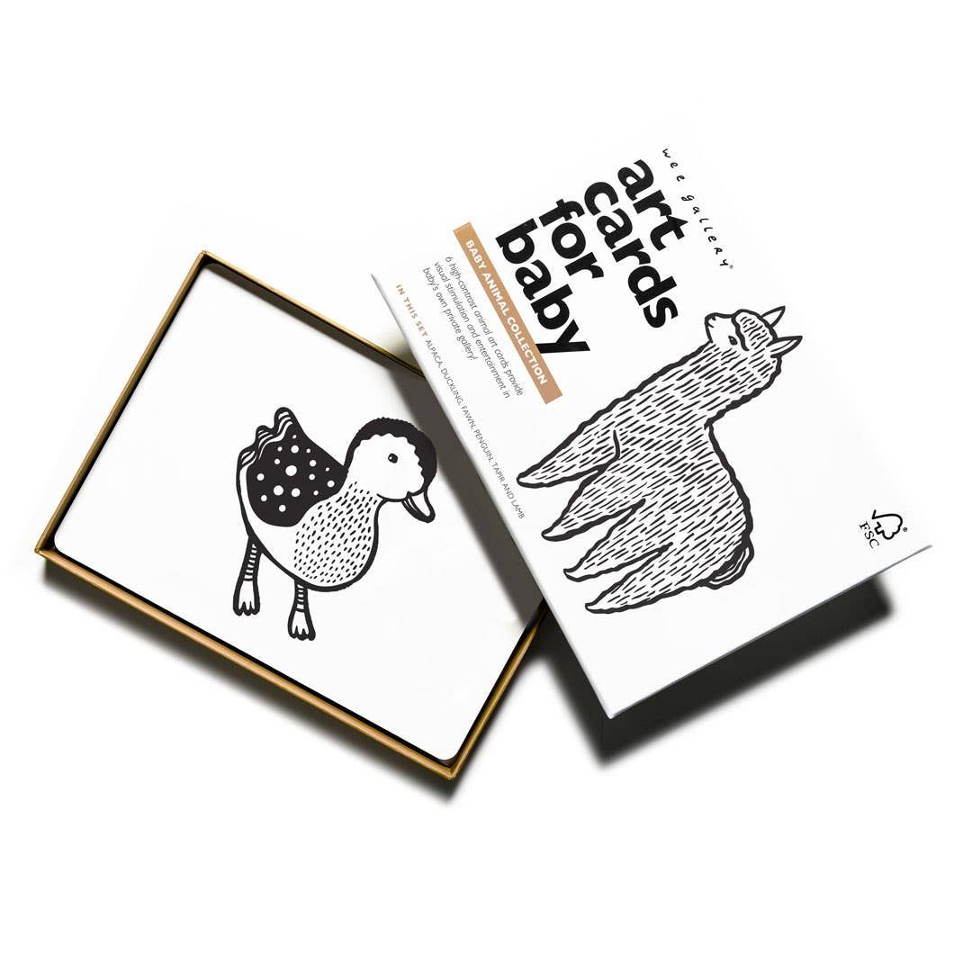 Wee Gallery Cartes d'art pour bébé en noir et blanc, Black and White Animals / Lama – tummy time, v…