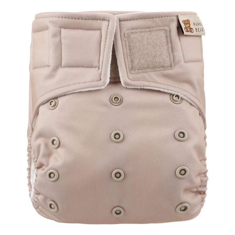 HappyBear Diapers Couche lavable tout-en-un pour bébés – Réutilisable, taille unique, 4–15 kg, Beig…