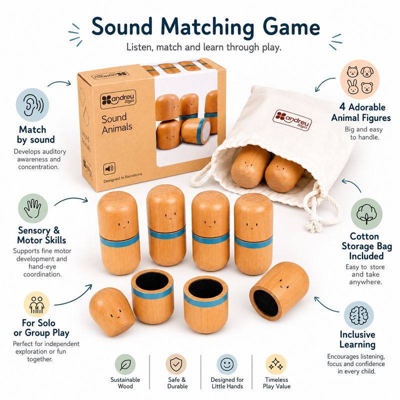 Sound Animals Matching Game – Sensory Wooden Sound Puzzle