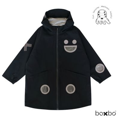 Boxbo Kinder Regenjacke Eco Reflective Windbreaker, Schwarz – Schulbedarf, Babykleidung