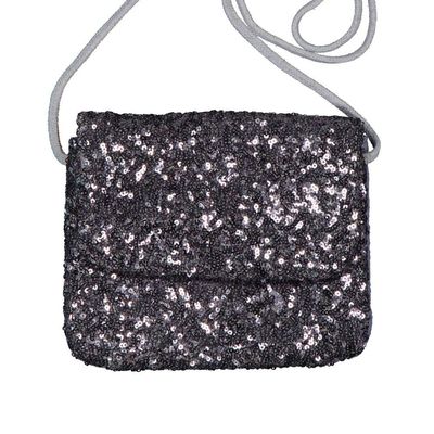 Borsa a tracolla per bambini con paillettes – Borsa a tracolla grigia glitterata