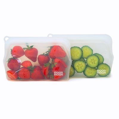 Reusable Silicone Food Storage Bags 330 ml – Leakproof 2-Pack, Clear