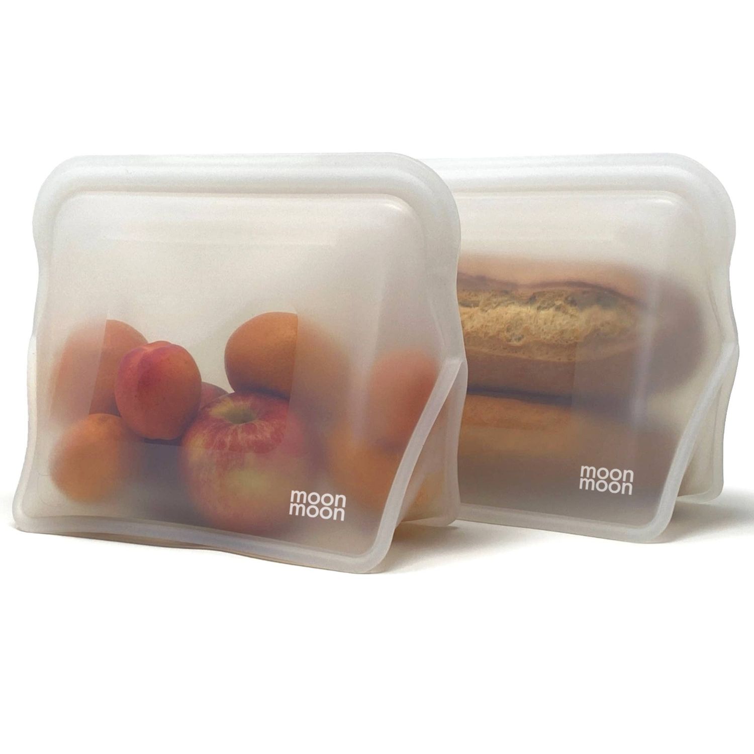 Reusable Silicone Food Storage Bags 1500 ml – Leakproof Stand-Up 2-Pack, Clear