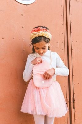 Borsa a mano per bambini con ciliegie – Borsa a quadretti rosa glitterata
