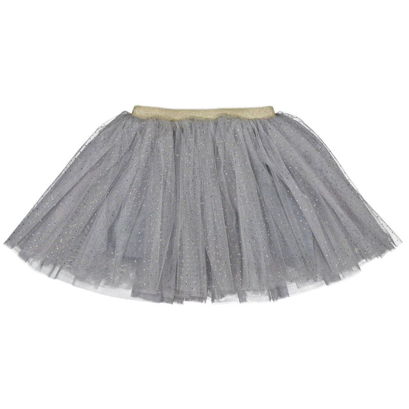 Girls Tulle Tutu Skirt – Grey with Gold Dots, Age 3–6