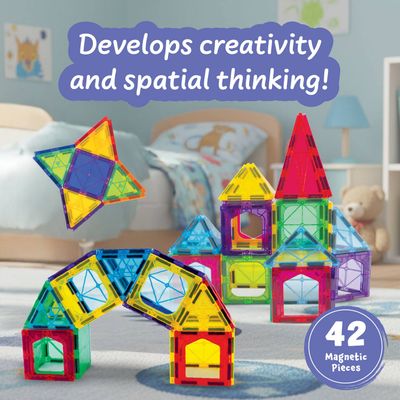 Jeu de construction magnétique de 42 pièces pour enfants de 3 ans et plus