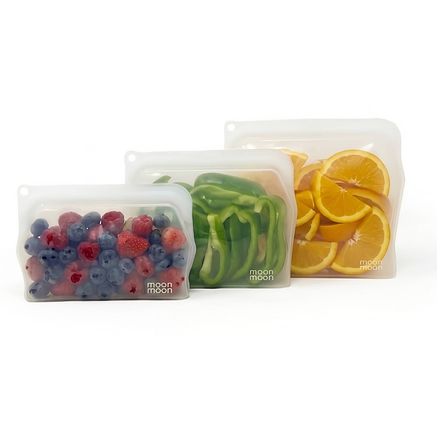 Reusable Silicone Food Storage Bags – Leakproof 3-Piece Set, Clear