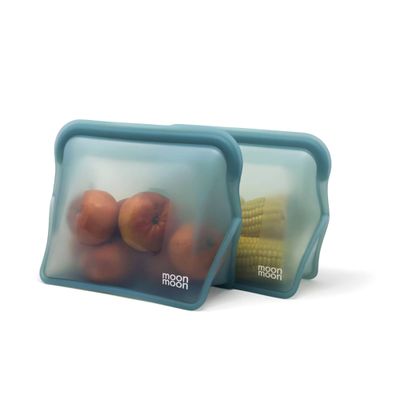 Reusable Silicone Food Storage Bags 1500 ml – Stand-Up 2-Pack, Blue