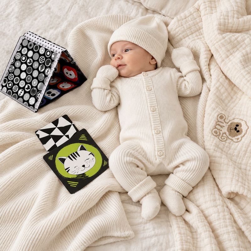 Premium Newborn Gift Box «Big Joy» – Layette, 2 Rompers, Muslin Blanket &amp; Tummy Time Mirror