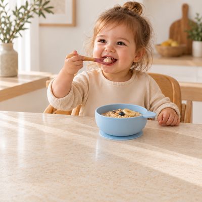 Babybrei Set zum Selbermachen – Silikon Püreeform, Aufbewahrungsschalen, Saugschüssel & Löffel