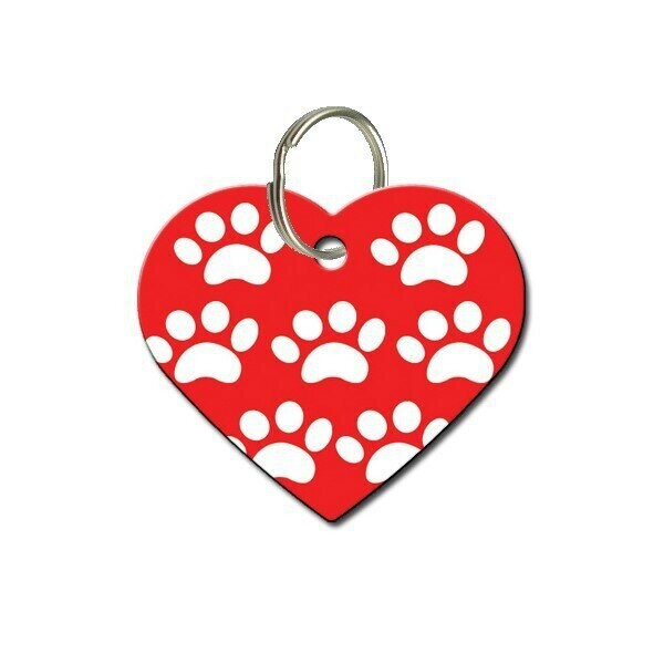 Honden penning hart rood met pootjes groot Honden penning hart rood met pootjes groot