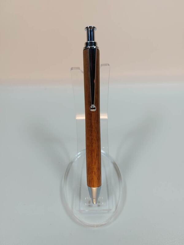 Houten timmermanspotlood, schetspotlood handmade, handgemaakt in België op de houtdraaibank, houtsoort &#39;Kingswood&#39;, type &#39;Sketch&#39; vulpotlood 3mm, penkit &#39;Chroom&#39;