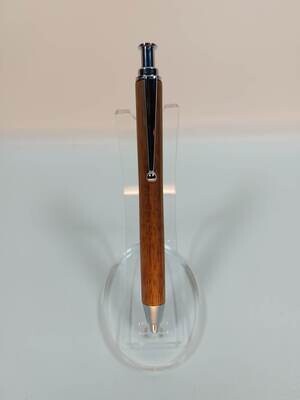 Houten timmermanspotlood, schetspotlood handmade, handgemaakt in België op de houtdraaibank, houtsoort 'Kingswood', type 'Sketch' vulpotlood 3mm, penkit 'Chroom'