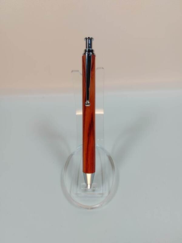 Houten timmermanspotlood, schetspotlood, 3MM, handmade, handgemaakt in België op de houtdraaibank, houtsoort &#39;African Rosewood&#39;, type &#39;Sketch&#39;  penkit &#39;Chroom&#39;