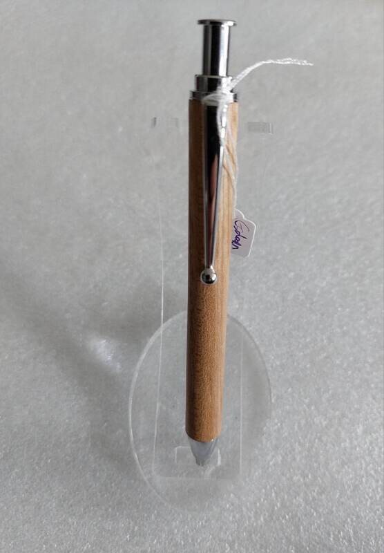 Houten timmermanspotlood, schetspotlood 3MM, handmade, handgemaakt in België op de houtdraaibank, houtsoort &#39;Europese Esdoorn&#39;, &#39;Sketch&#39; vulpotlood 3mm, penkit &#39;Chroom&#39;