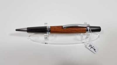 Houten kogelbalpen, handmade, handgemaakt in België op de houtdraaibank, houtsoort 'Xylia', type twistpen  penkit 'chroom'