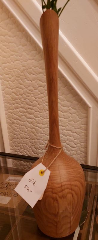 Houten vaas uit Eik met een glastube, handmade, handgemaakt in België op de houtdraaibank, #5