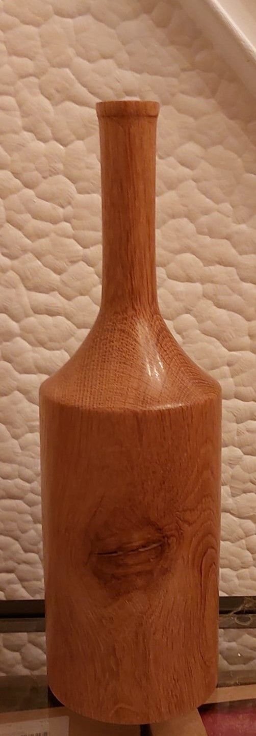 Houten vaas uit Eik met een glastube, handmade, handgemaakt in België op de houtdraaibank, #3