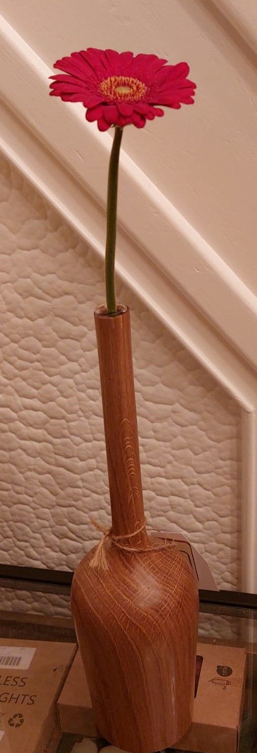 Houten vaas uit Eik met een glastube, handmade, handgemaakt in België op de houtdraaibank, #4