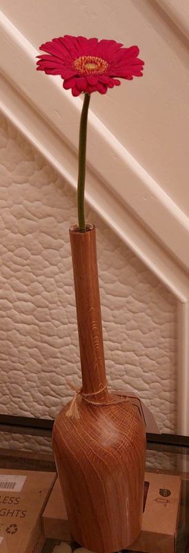 Houten vaas uit Eik met een glastube, handmade, handgemaakt in België op de houtdraaibank, #4