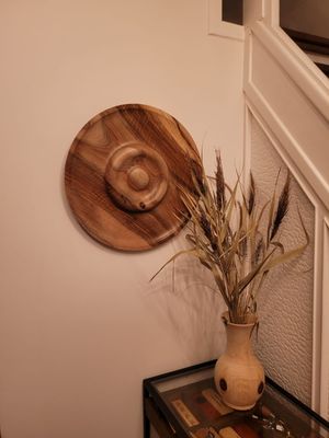 Houten schijf, wanddecoratie hout, handmade, handgemaakt in België op de houtdraaibank, houtsoort 'Europese Walnoot', 'Notelaar' #2 Houten schijf, wanddecoratie hout, handmade, handgemaakt in België op de houtdraaibank, houtsoort 'Europese Walnoot', 'Notelaar' #2