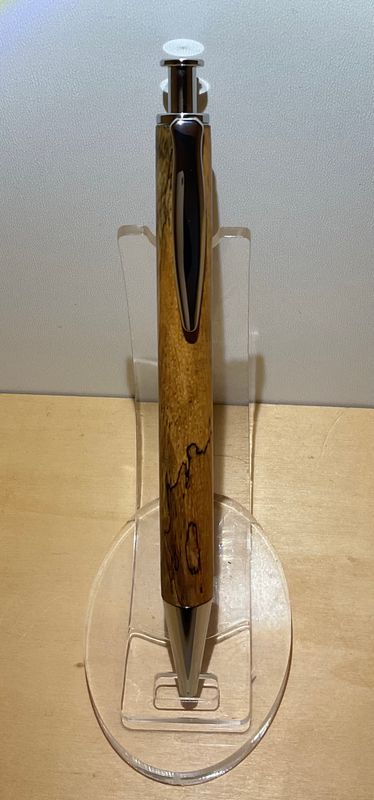 Masterclick houten balpen, handmade in België, houtgedraaid op de houtdraaibank. penkit &#39;Chroom&#39;, afgewerkt met &#39;Tamarind&#39;