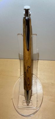 Masterclick houten balpen, handmade in België, houtgedraaid op de houtdraaibank. penkit 'Chroom', afgewerkt met 'Tamarind'